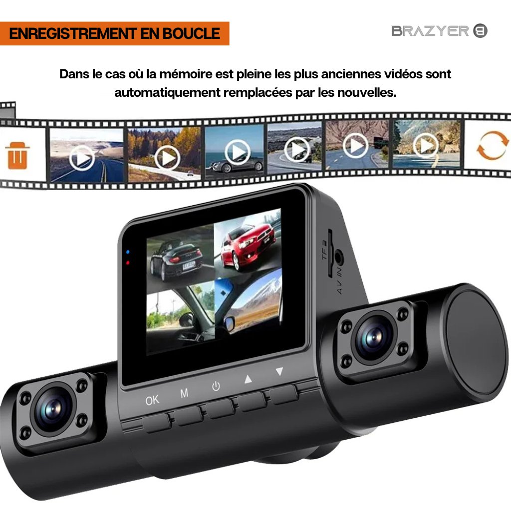 Dashcam 4K Avant Et Arrière Avec WiFi 5 GHz, GPS, Carte SD 64 Go - Vision Nocturne, Enregistrement Boucle, Surveillance Parking