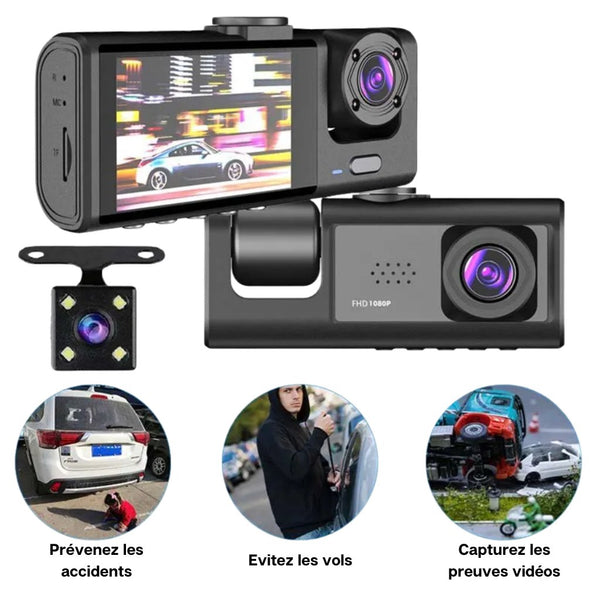 Caméra pour voiture Dash Cam Full HD 1080 p carDVR WDR 3 verres Vision nocturne CW241 Caméra pour voiture Dash Cam Full HD 1080 p carDVR WDR 3 verres Vision nocturne CW241