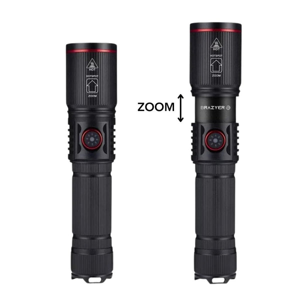 Lampe Torche LED Rechargeable Puissante – 20W Zoom et Multi - Modes - Brazyer Vision Nocturne