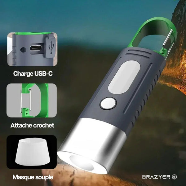 Mini Lampe Torche Puissante avec Mousqueton et Rechargeable USB - Brazyer Vision Nocturne