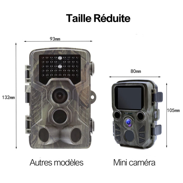 Mini Caméra Chasse Infrarouge Waterproof 1080P dimensions
