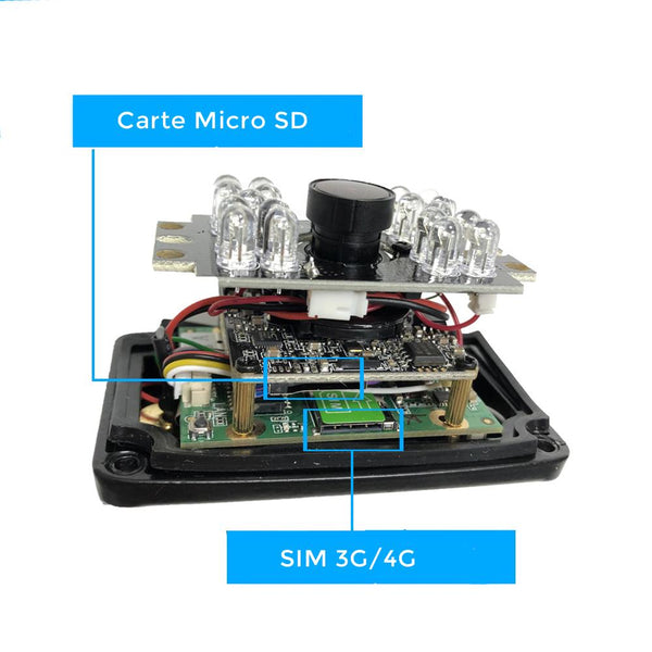 camera de sécurité noire antenne 4G numérique vision infrarouge emplacement SD et carte SIM 4g 3g