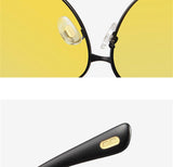 détail verres et lunettes photochromiques verres lentilles jaunes