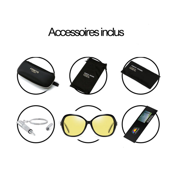 lunettes de conduite de nuit femme pack complet accessoires inclus