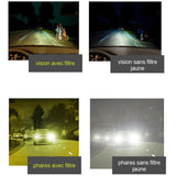 Comparaison vision de nuit avec ou sans lunettes de conduite de nuit jaune