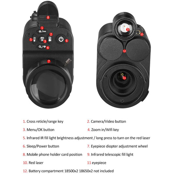 JASHKE Monoculaire Vision Nocturne Infrarouge Chasse Lunettes IR 850nm avec  caméra HD et écran Portable de 5 Pouces pour Lunette de visée : :  Sports et Loisirs